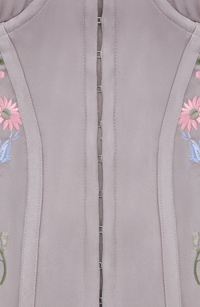 HOUSE OF CB Petunia Embroidered Faux Suede Corset Top, Alternate, color,