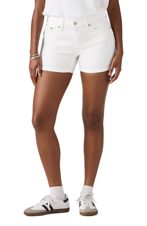 Mid Thigh Denim Shorts (Chalk White)