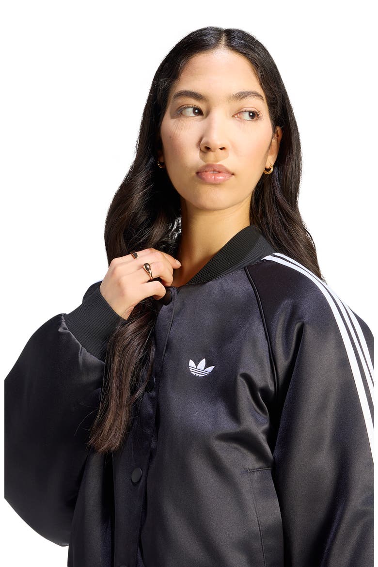 SST Satin Bomber Jacket, Alternate, color, BLACK/ WHITE/ GREY THREE/