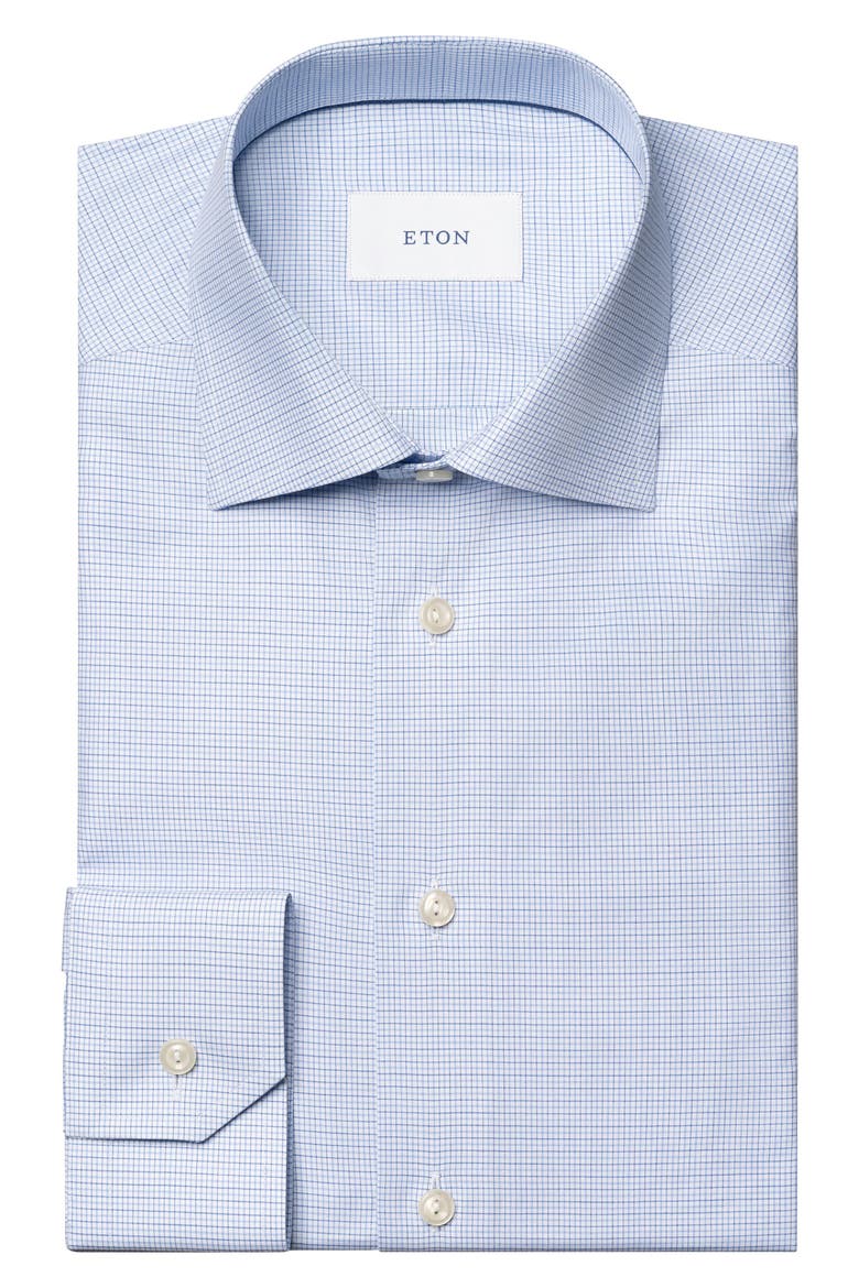 Slim Fit Check Twill Dress Shirt, Alternate, color, LIGHT BLUE