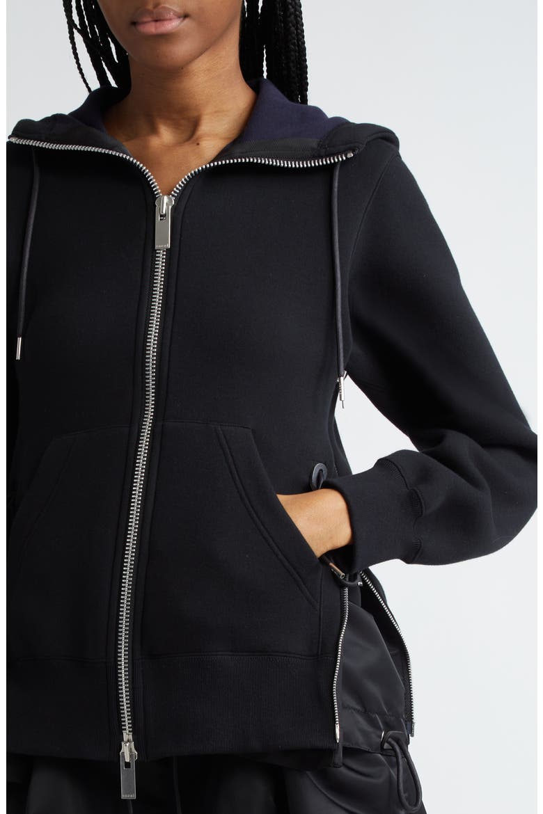 MA-1 Side Gusset Sponge Hoodie, Alternate, color, BLACK × BLACK