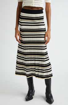 Ganni Futute Rib Stripe Midi Skirt