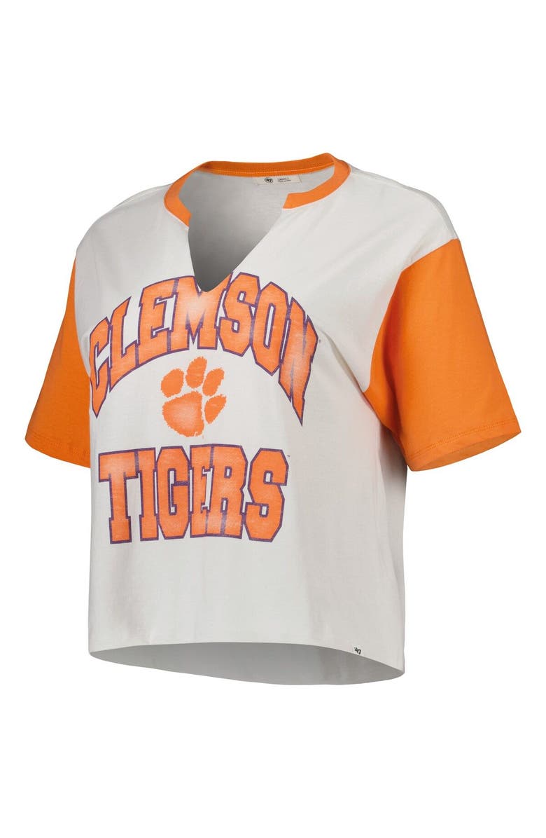 '47 Women's '47 White/Orange Clemson Tigers Inner Glow Dolly Cropped V-Neck T-Shirt, Alternate, color, 