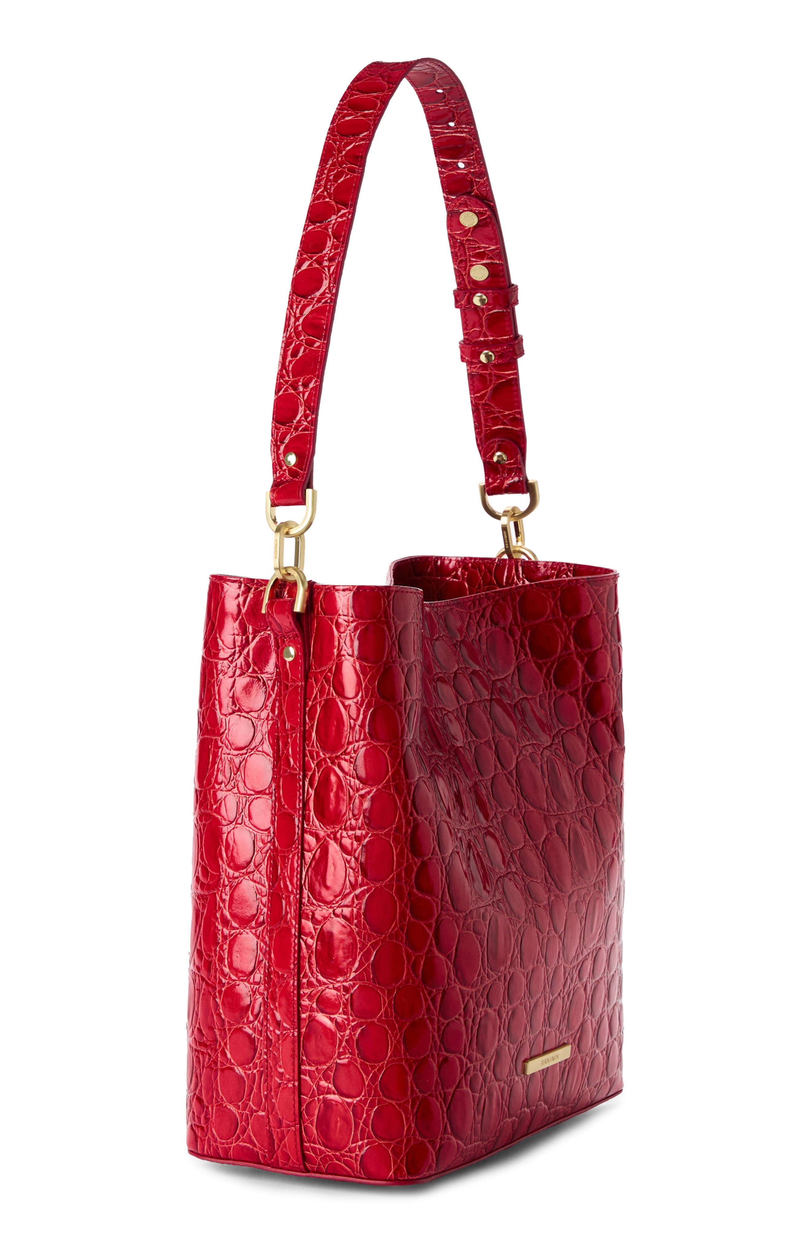 Brahmin Celina Croc Embossed Leather Bucket Bag, Alternate, color, 