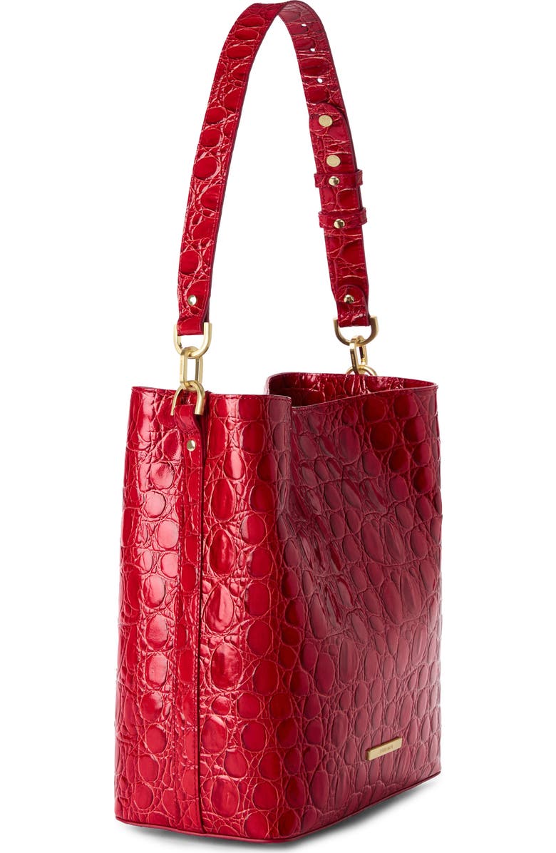 Brahmin Celina Croc Embossed Leather Bucket Bag, Alternate, color,