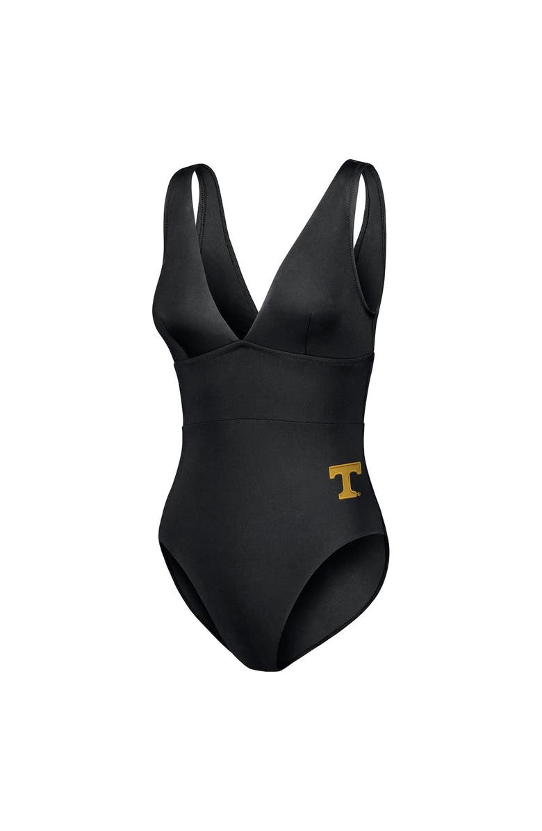 Tommy Bahama Women's Tommy Bahama Black Tennessee Volunteers Palm Modern V-Neck One-Piece Swimsuit, Alternate, color, 