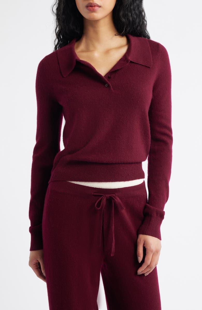 ARTLESS FOREVER Tove Wool 
Cashmere Polo Sweater, Main, color, Merlot