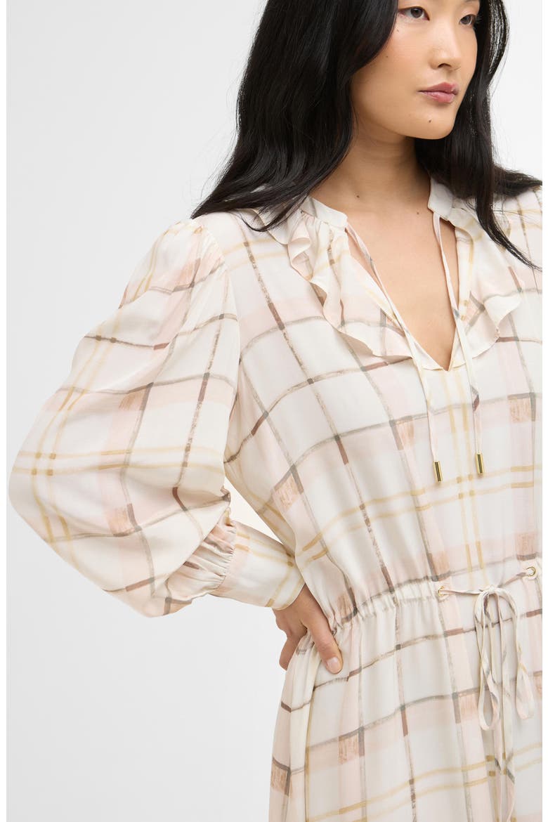 Asker Windowpane Plaid Long Sleeve Dress, Alternate, color, SILVER PEONY PAINTED CHECK