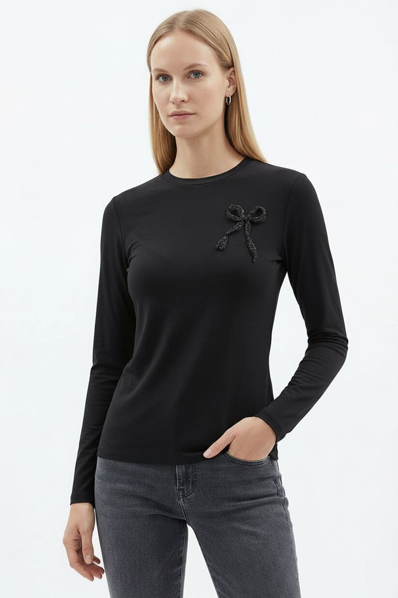 Carolyn Long Sleeve Blouse, Main, color, Black