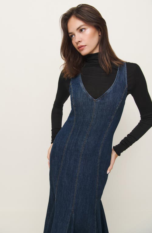 Reformation Serafina Denim Midi Dress In Ithica