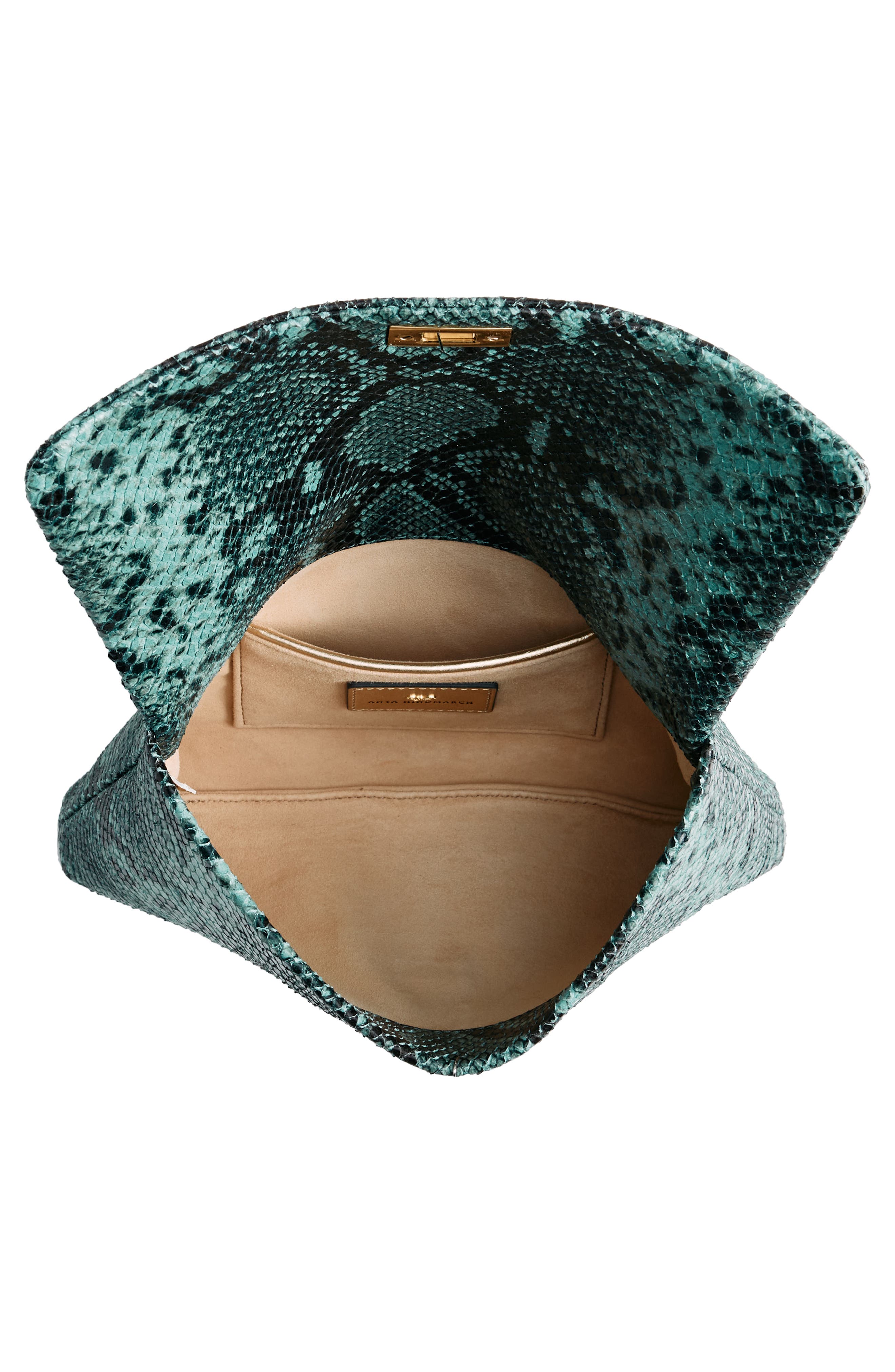 Anya Hindmarch Valorie Snake Embossed Leather Clutch, Alternate, color, 