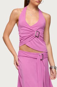 EDIKTED Fiori Buckle Halter Top