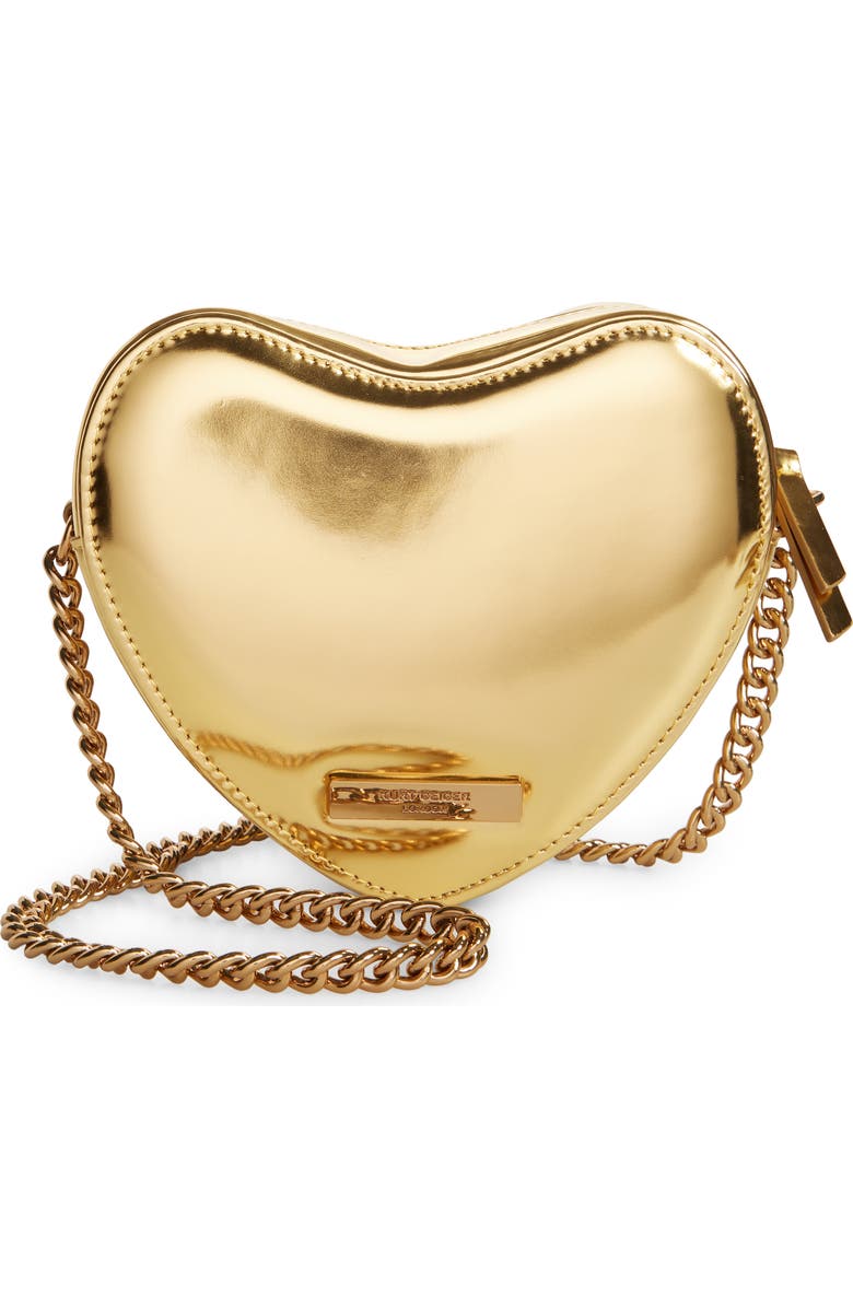 Kurt Geiger London Kensington Heart Metallic Leather Crossbody Bag, Alternate, color,