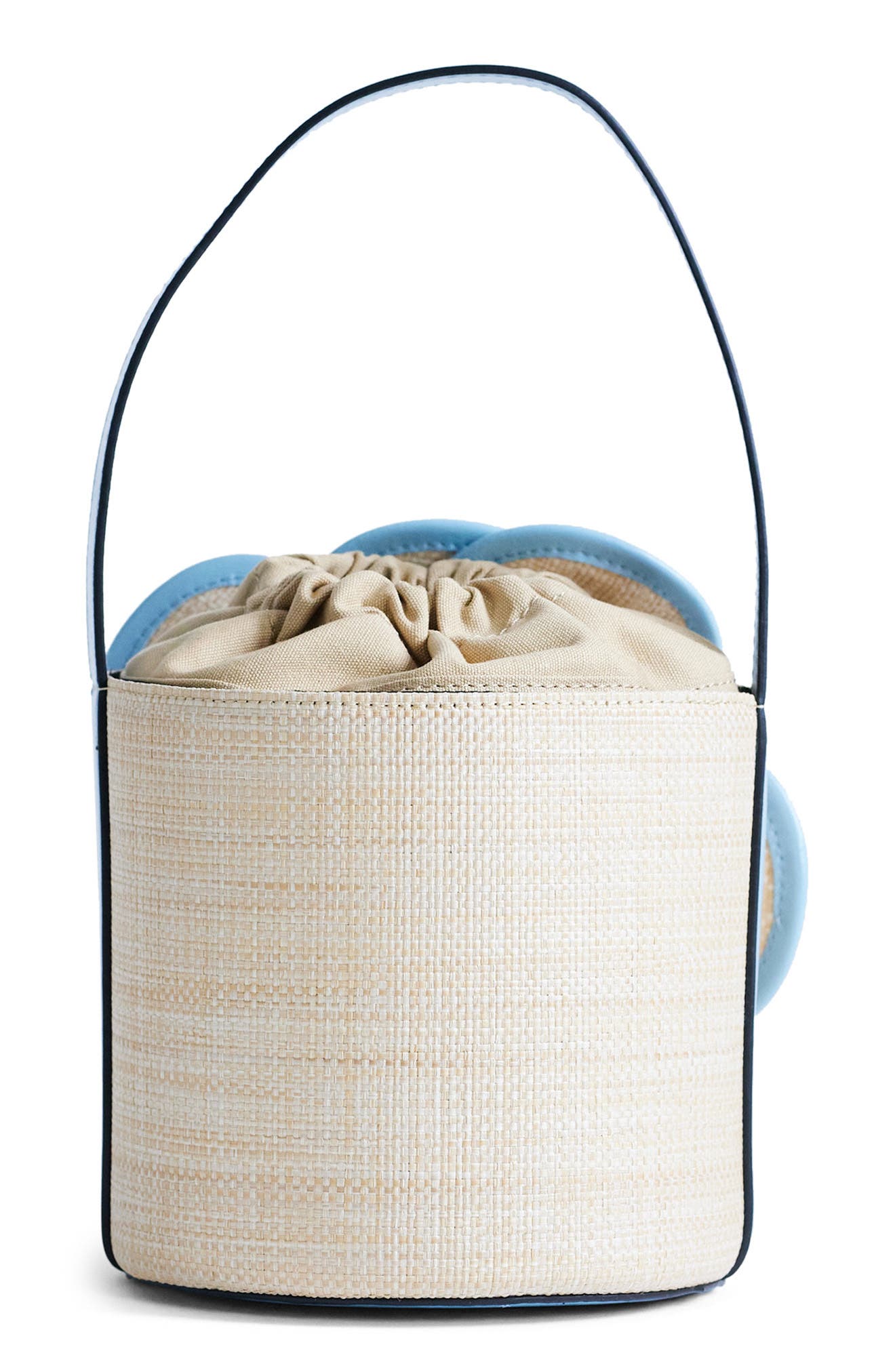 Topshop Medium Gino Straw Flower Bag, Alternate, color, 