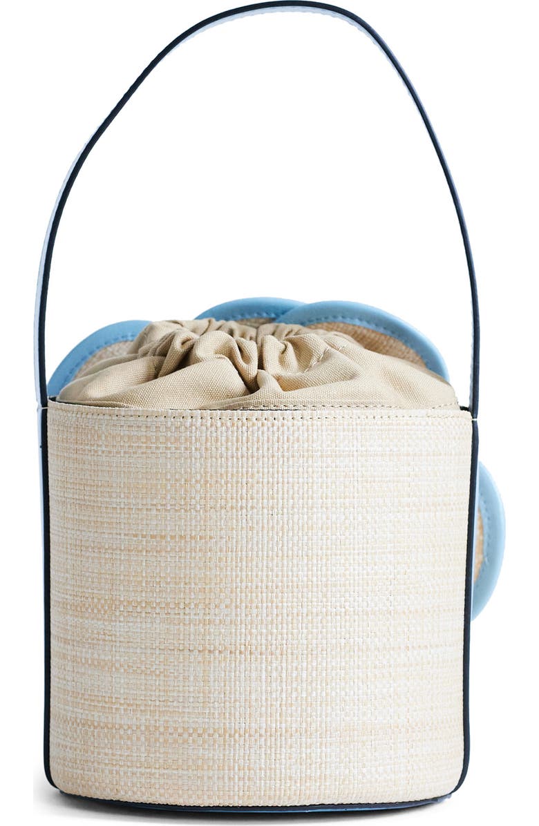 Topshop Medium Gino Straw Flower Bag, Alternate, color,
