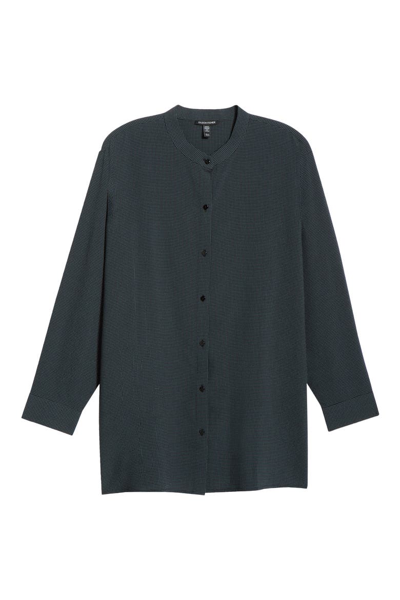 Band Collar Button-Up Shirt, Alternate, color, EUCALYPTUS