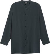 Eileen Fisher Band Collar Button-Up Shirt