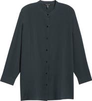 Eileen Fisher Band Collar Button-Up Shirt