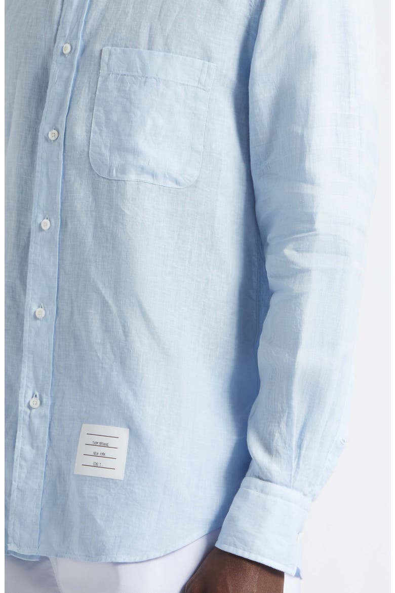 Straight Fit Garment Dye Linen Button-Down Shirt, Alternate, color, LIGHT BLUE