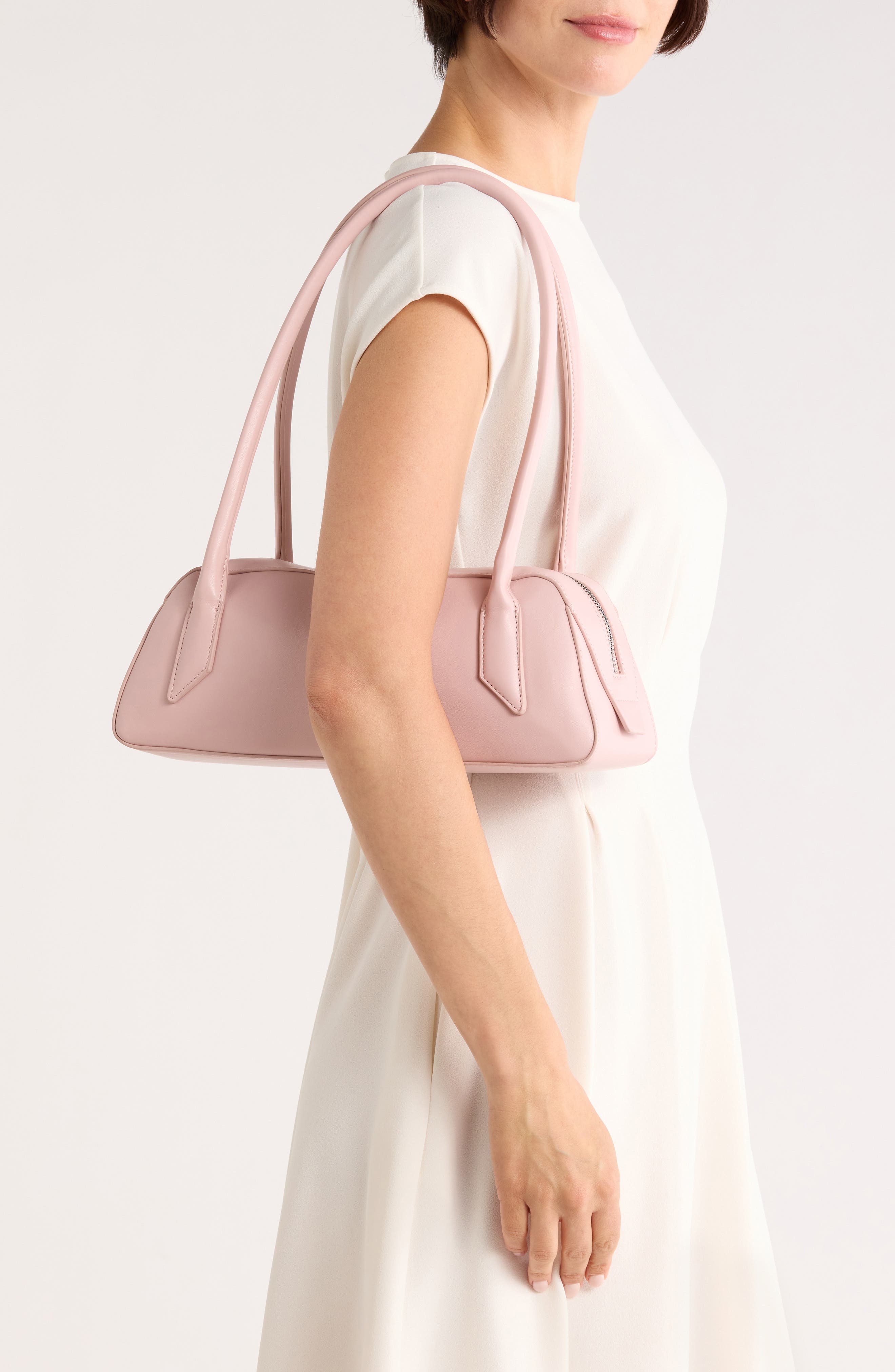 BCBG Faux Leather Shoulder Bag, Alternate, color, Pink