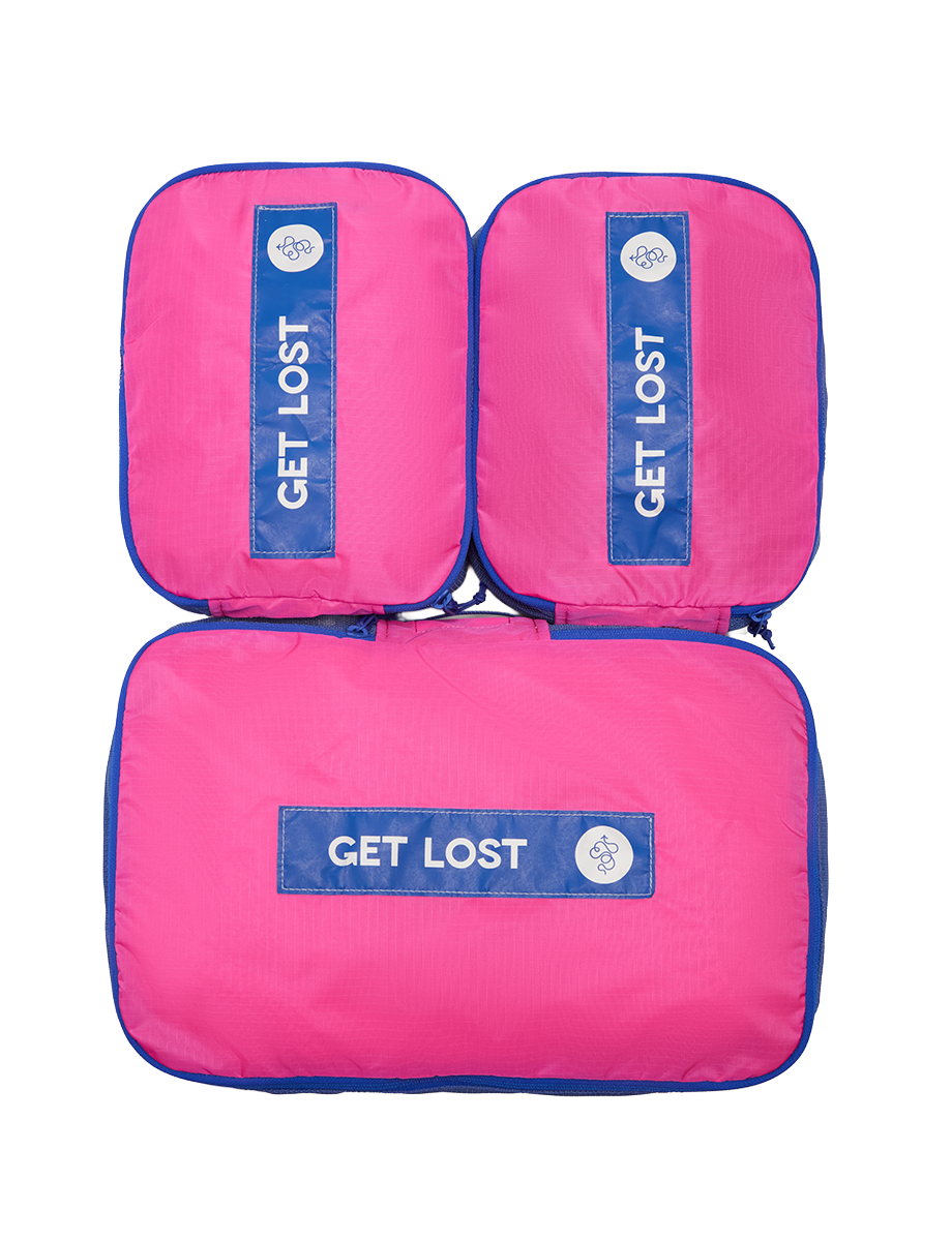 Baboon to the Moon Packing Cube Set, Main, color, Hyper Pink