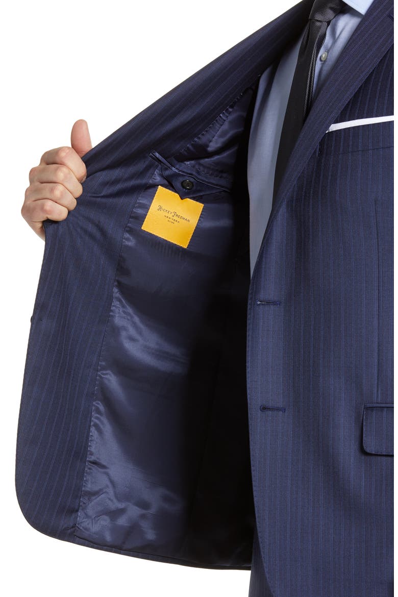 Classic B Fit Stripe Wool Suit, Alternate, color, NAVY
