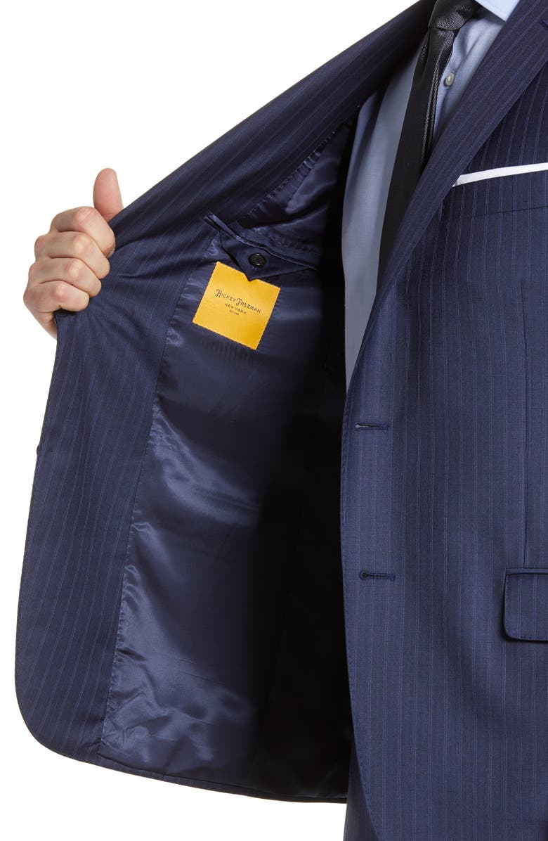 Hickey Freeman Classic B Fit Stripe Wool Suit, Alternate, color, 
