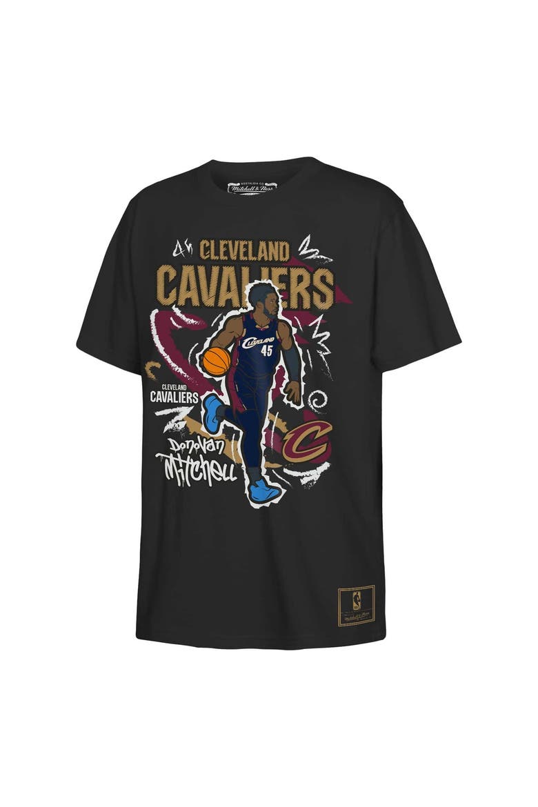 Youth Mitchell & Ness Donovan Mitchell Black Cleveland Cavaliers Chalked Up Player T-Shirt, Main, color, Black