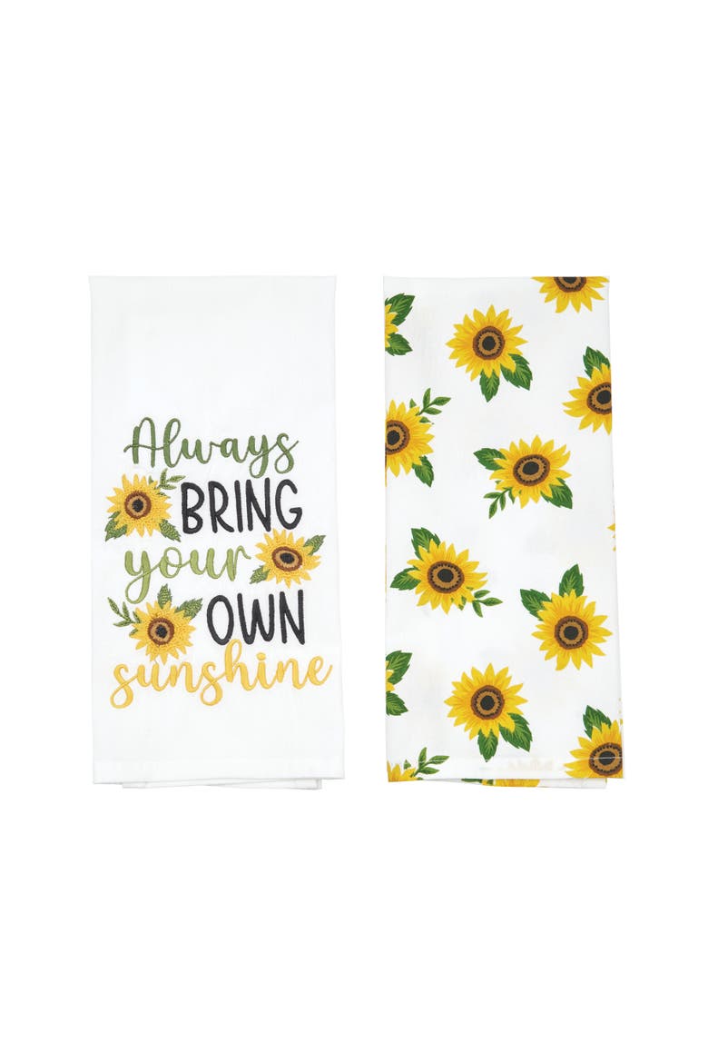 Sunshine Sunflower Cotton Kitchen Towel Set of 2, Alternate, color, Yellow