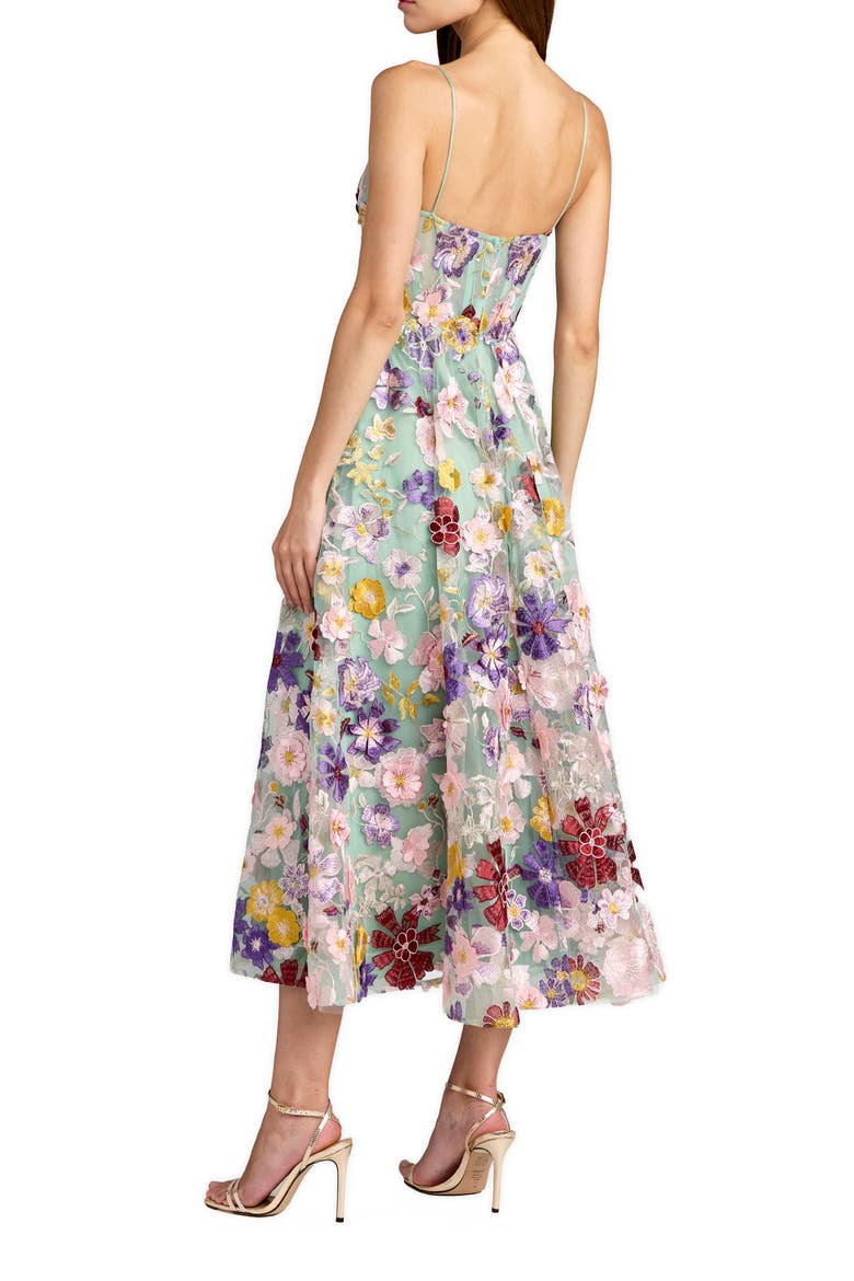 Sweetheart Neck Embroidered Midi Dress, Alternate, color, Sage Multi