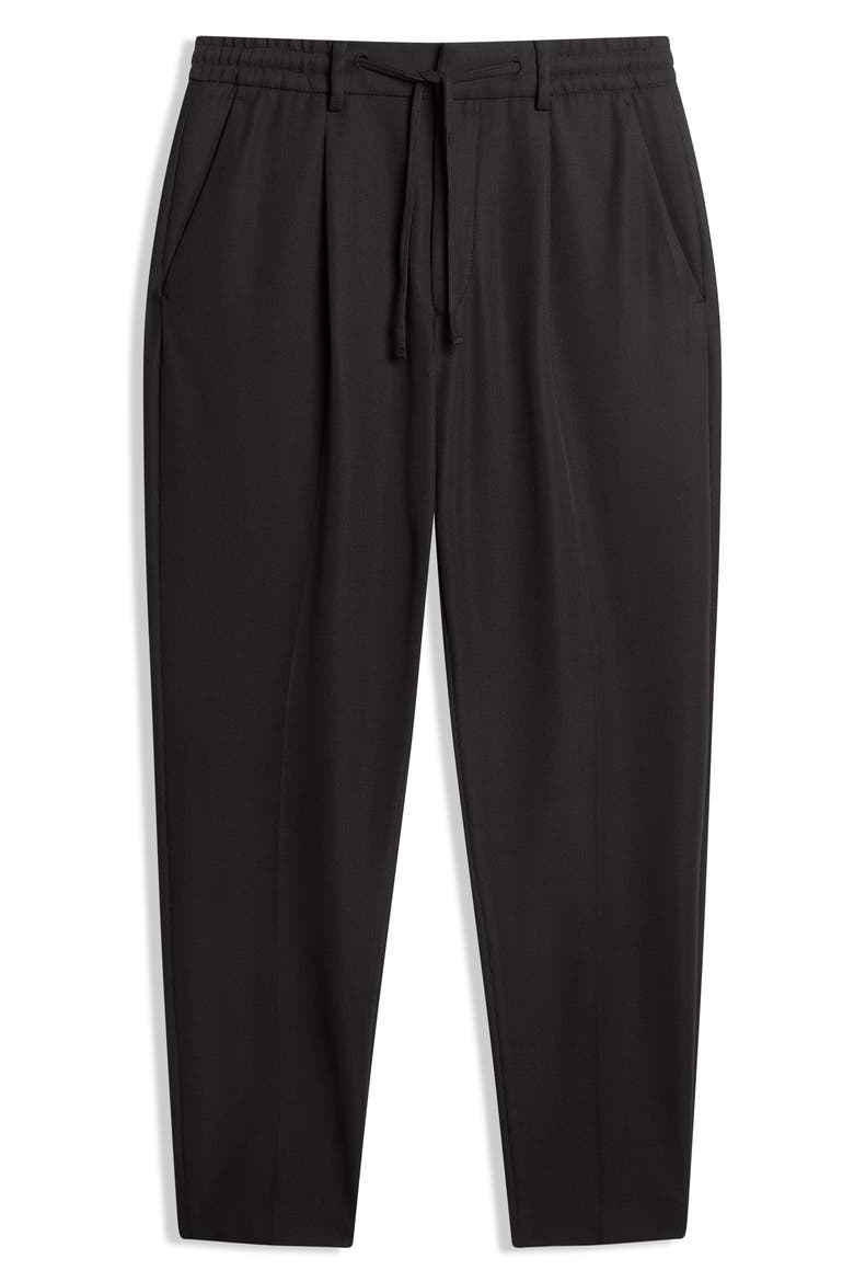 Cialdat Pleated Straight Leg Drawstring Pants, Alternate, color, BLACK
