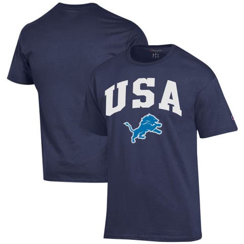 Men's Champion Navy Detroit Lions Americana T-Shirt