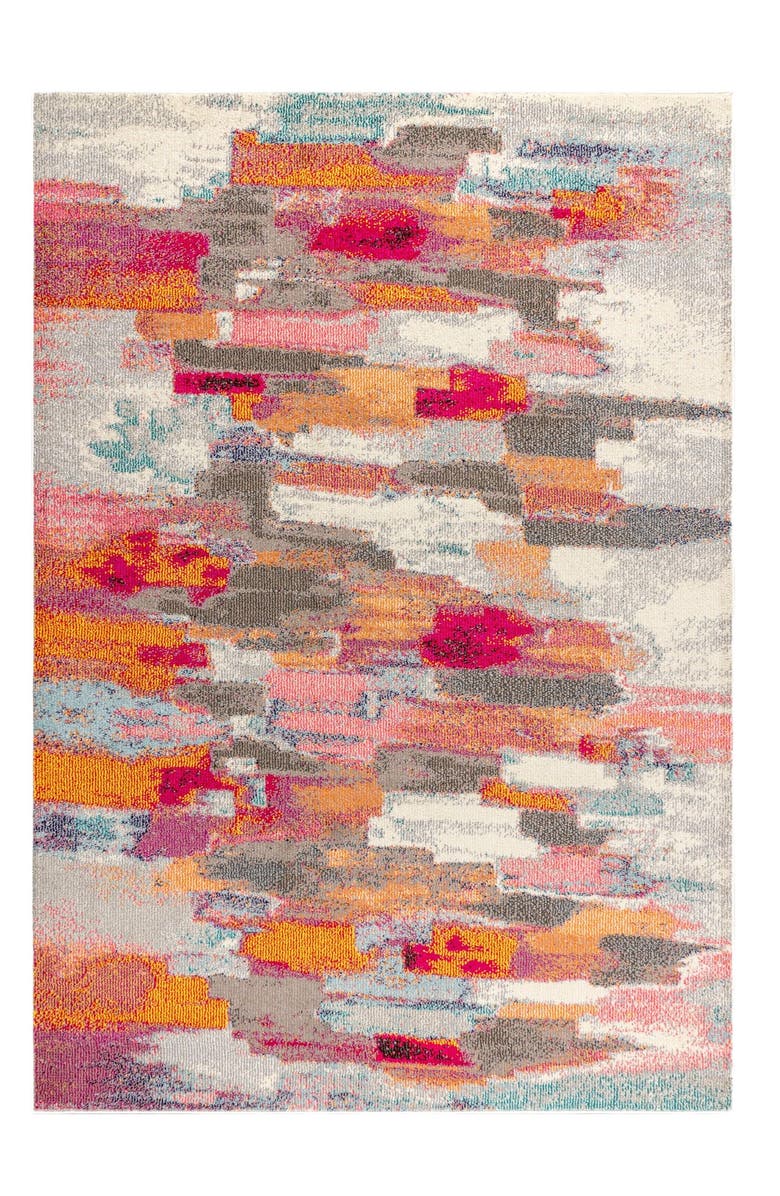 JONATHAN Y Contemporary POP Modern Abstract Brushstroke Area Rug, Alternate, color, Ivory/Pink
