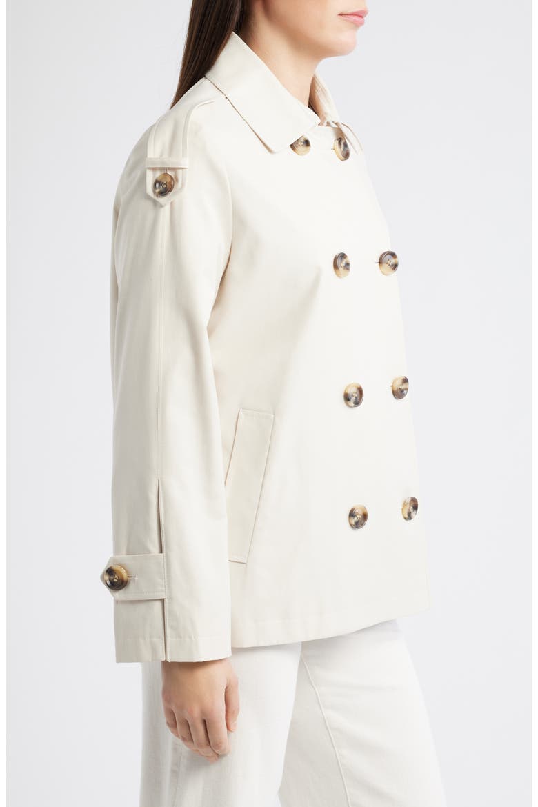 Double Breasted Water Repellent Swing Jacket, Alternate, color, LINEN