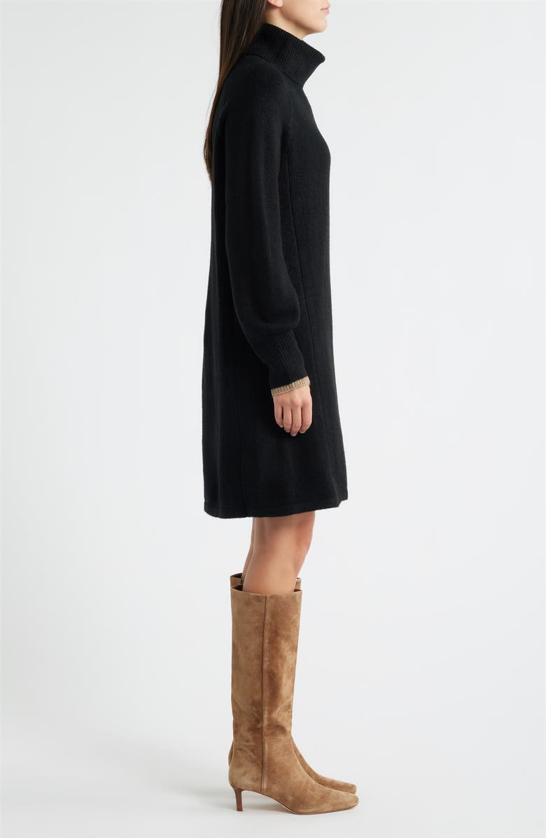 Hatley Swing Turtleneck Long Sleeve Sweater Dress, Alternate, color, Black