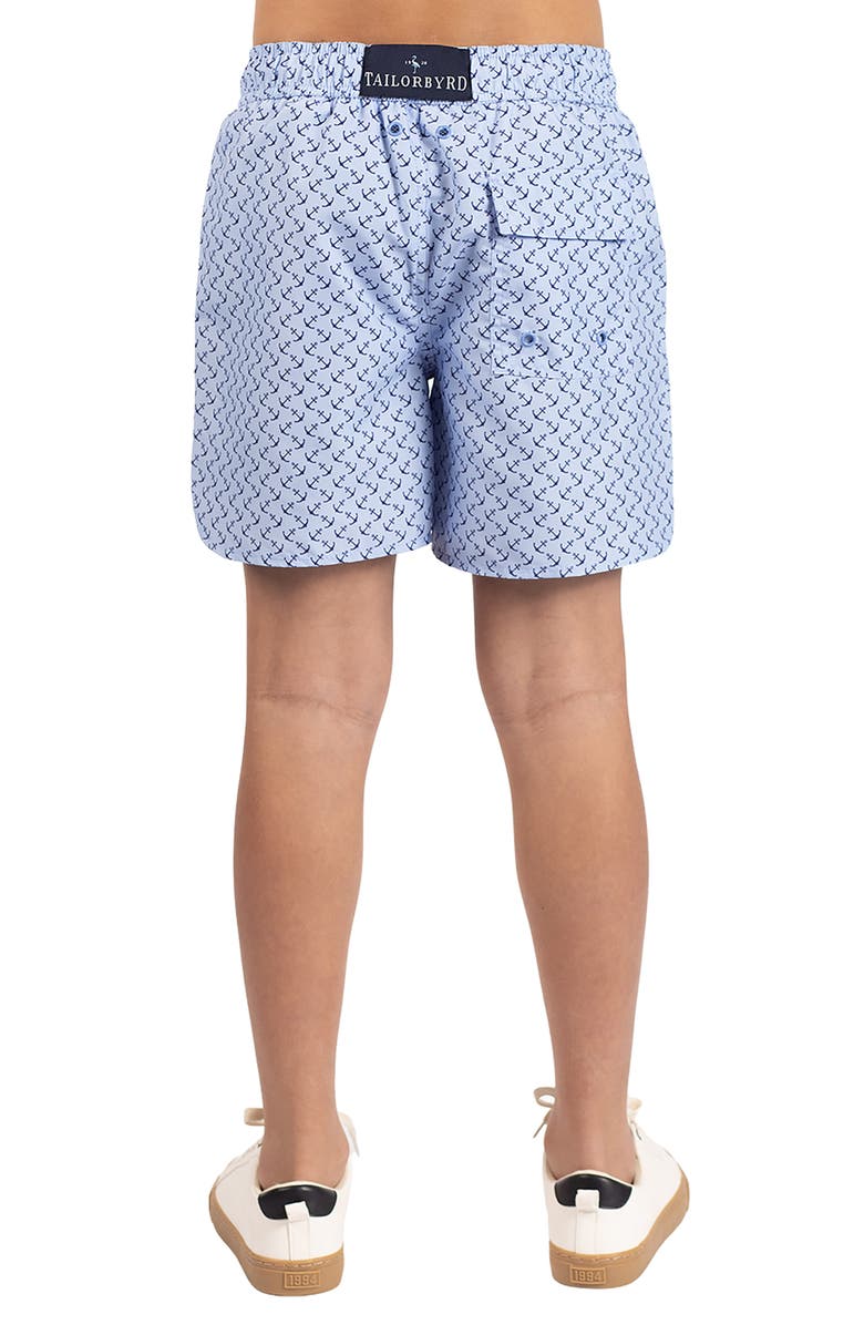 TailorByrd Kids' Anchor Print Swim Trunks, Alternate, color, Light Blue