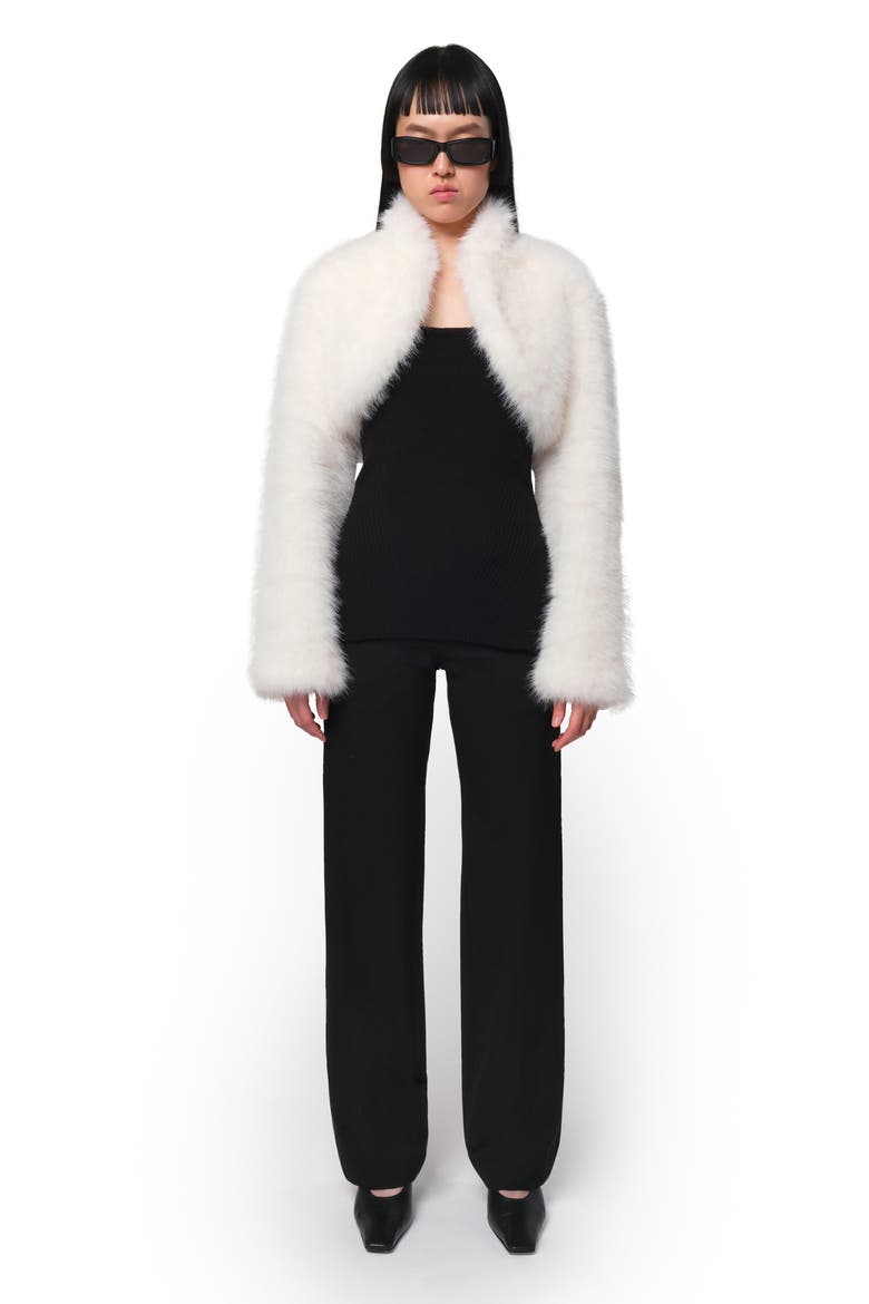 Odette Pluche™ Faux Fur Bolero, Alternate, color, BLANC