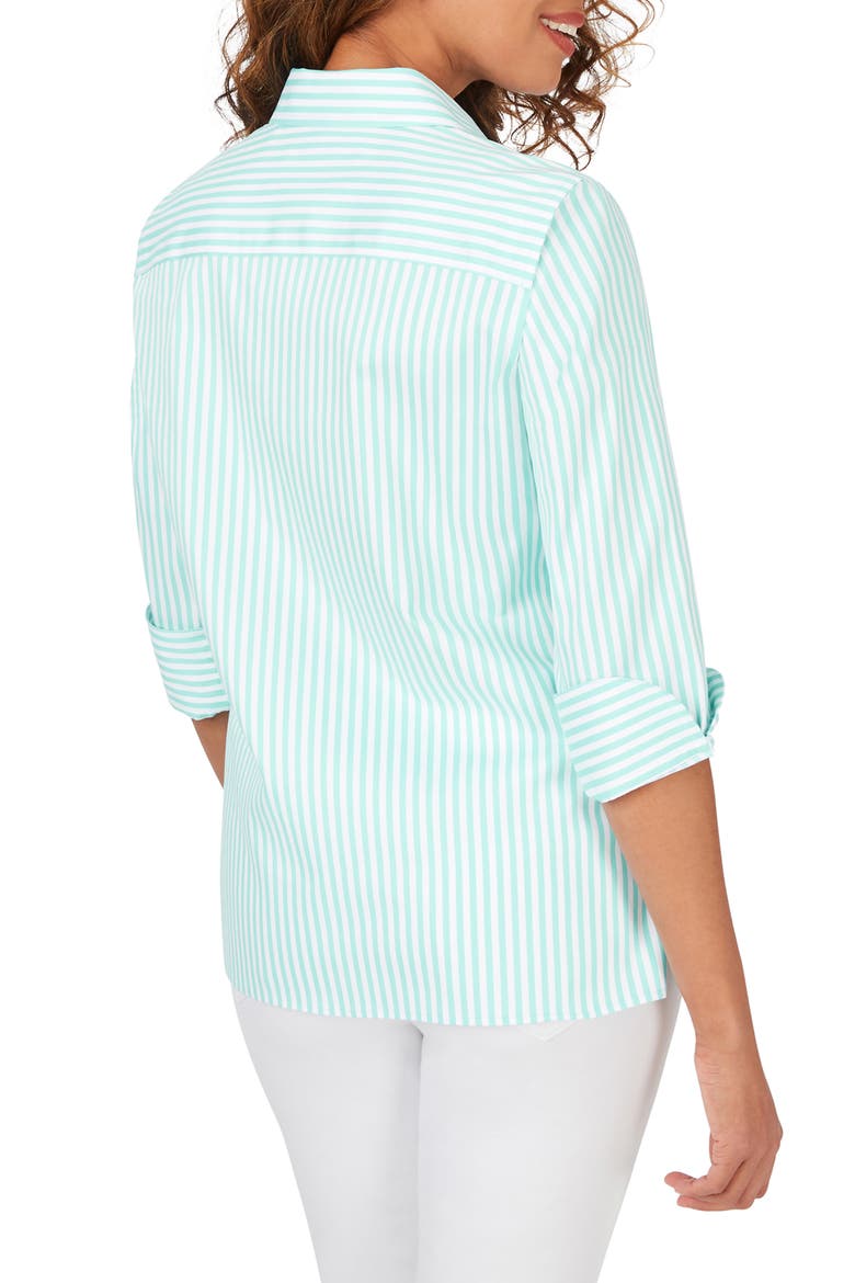Morgan Stripe Non-Iron Button-Up Cotton Blend Shirt, Alternate, color, CREME DE MINT