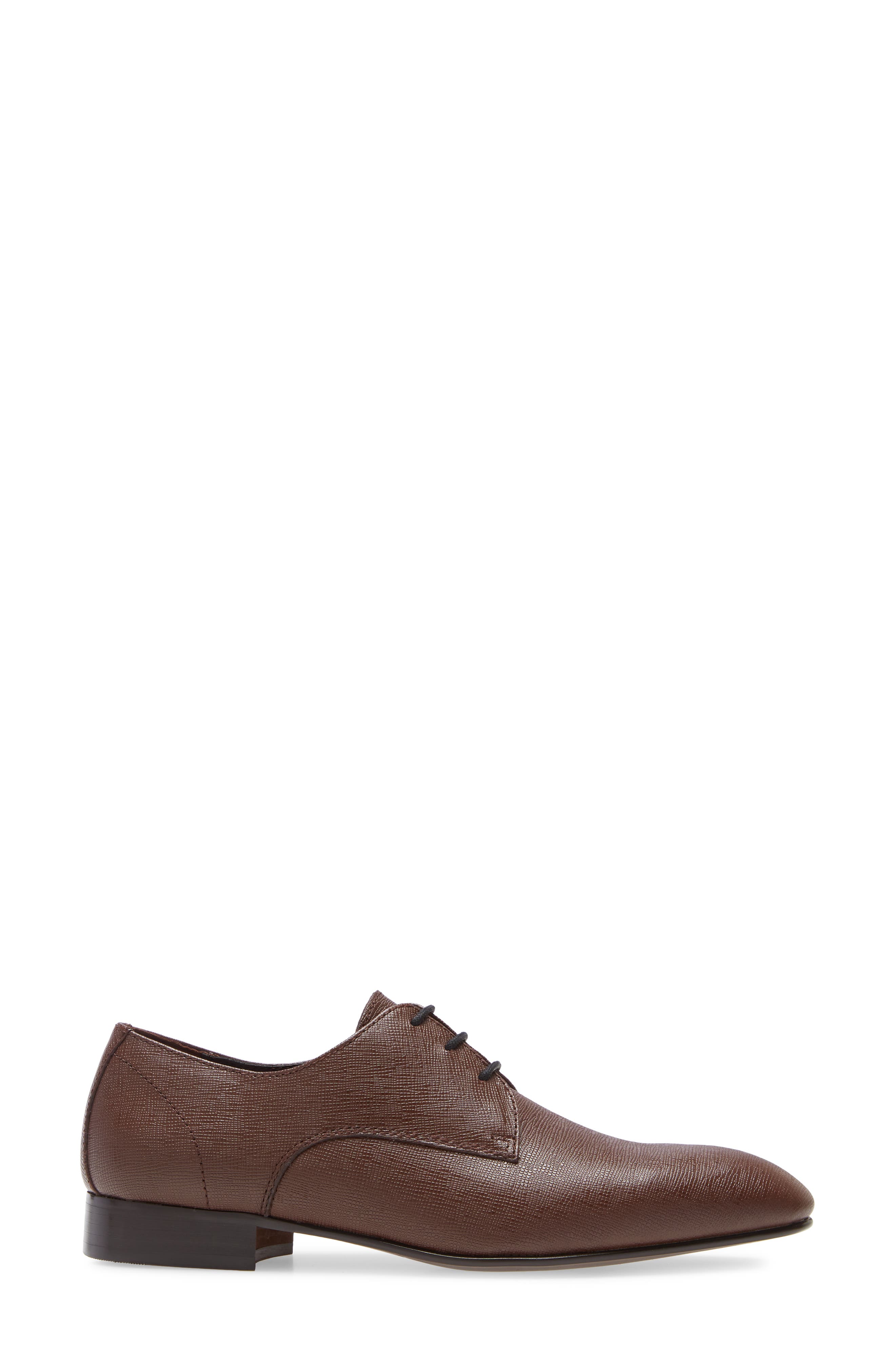 Albert Plain Toe Derby, Alternate, color, BROWN DARK SAFFIANO