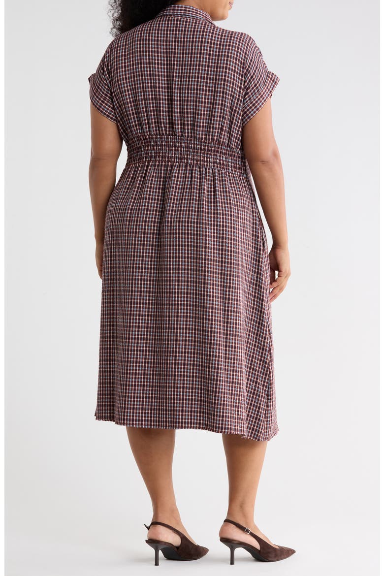 Pintuck Maxi Shirtdress, Alternate, color, RUST / NAVY PLAID
