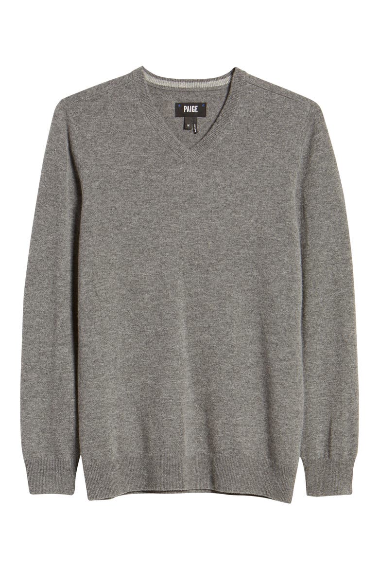 Willard V-Neck Wool & Cashmere Sweater, Alternate, color, HEATHER GREY