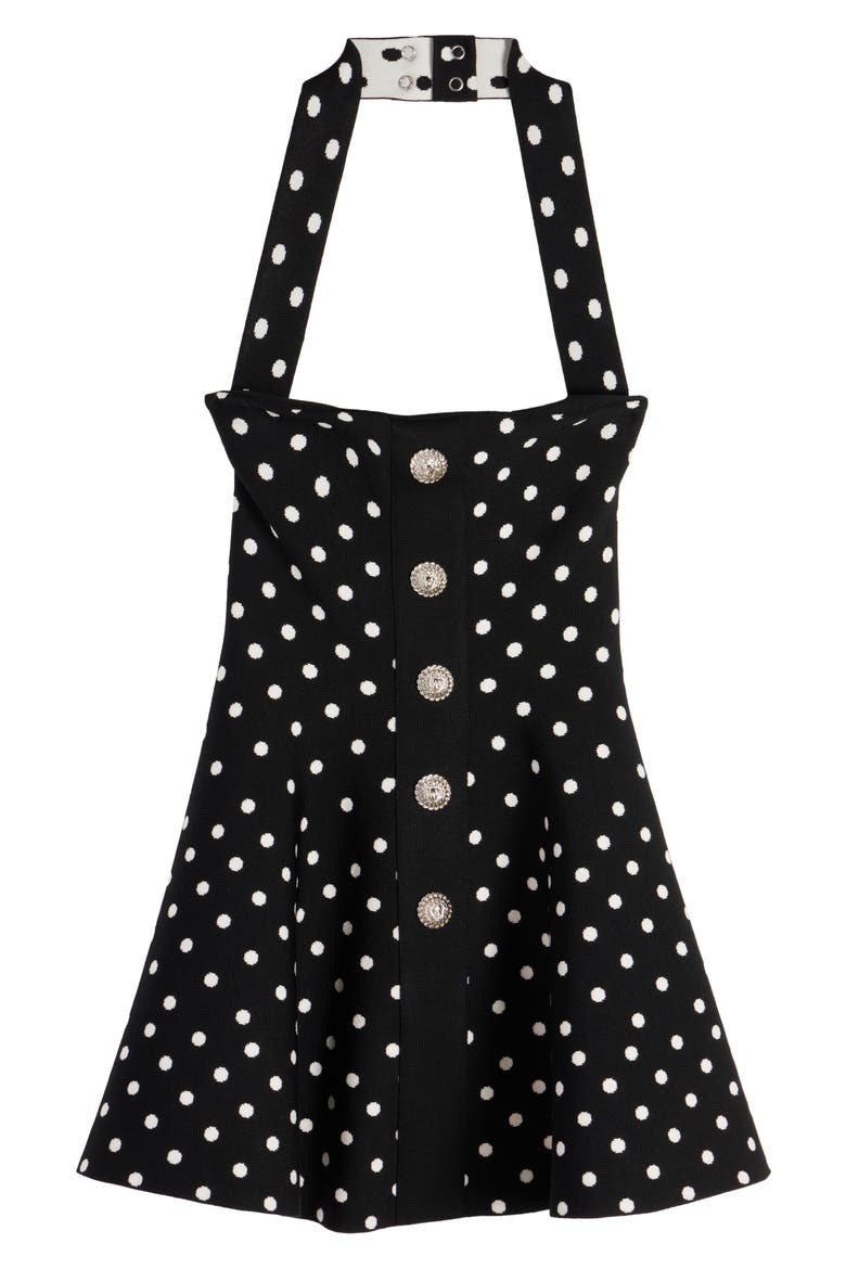 Polka Dot Halter Neck Minidress, Alternate, color, EER BLACK/ NATURAL