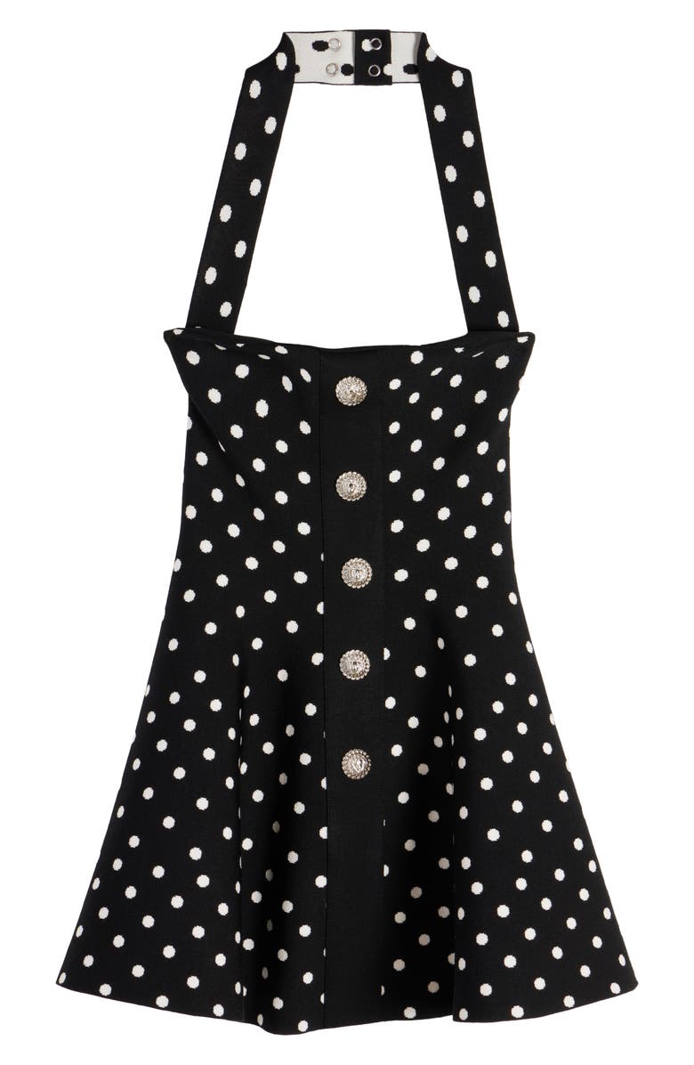 Balmain Polka Dot Halter Neck Minidress, Alternate, color,