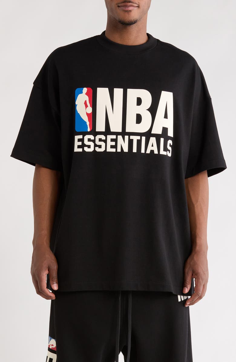 Fear of God Essentials x NBA '90s Cotton Graphic T-Shirt, Main, color, Vintage Black