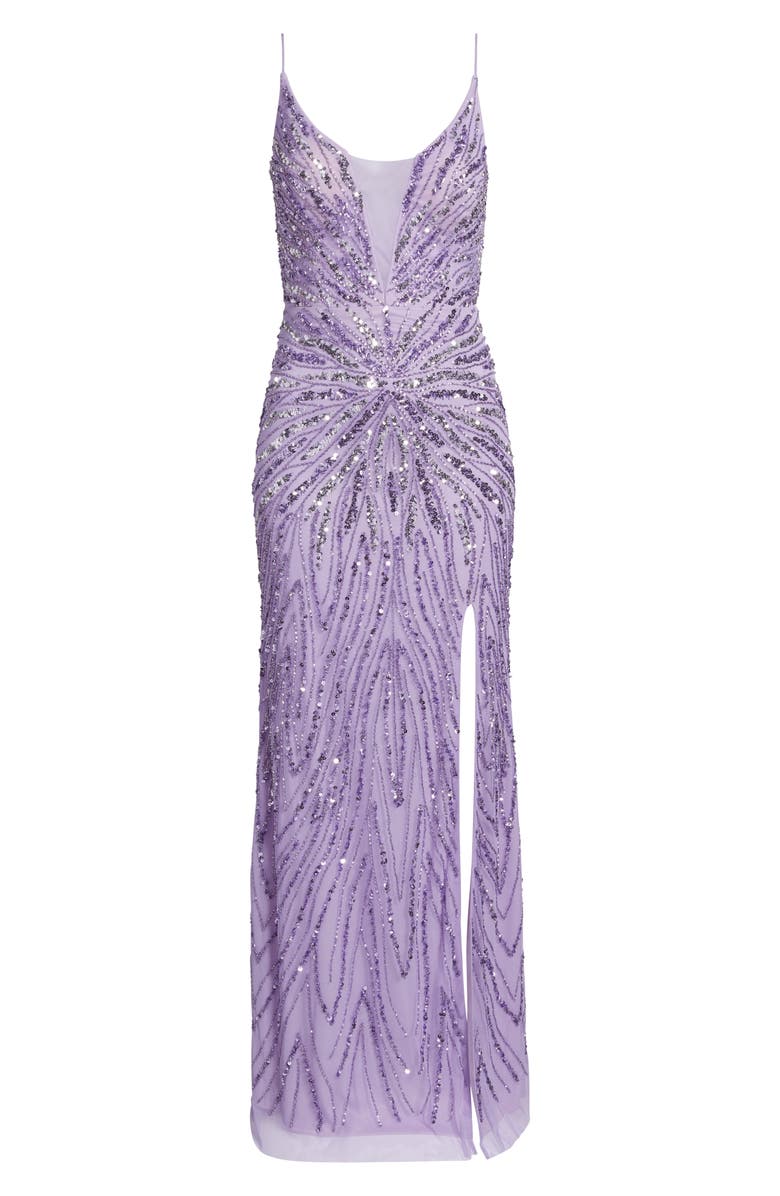 Jump Apparel Glitter Mesh Column Gown, Alternate, color, Lilac