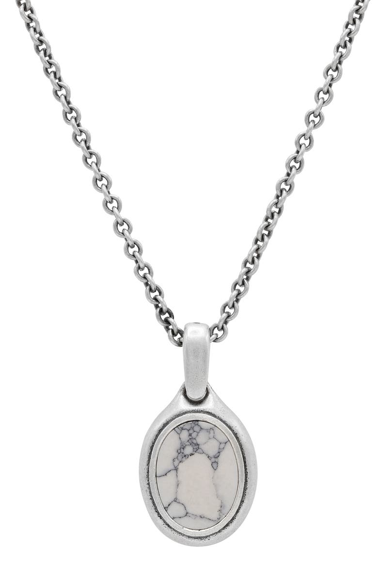 John Varvatos Artisan Howlite Pendant Sterling Silver Necklace, Main, color, Silver