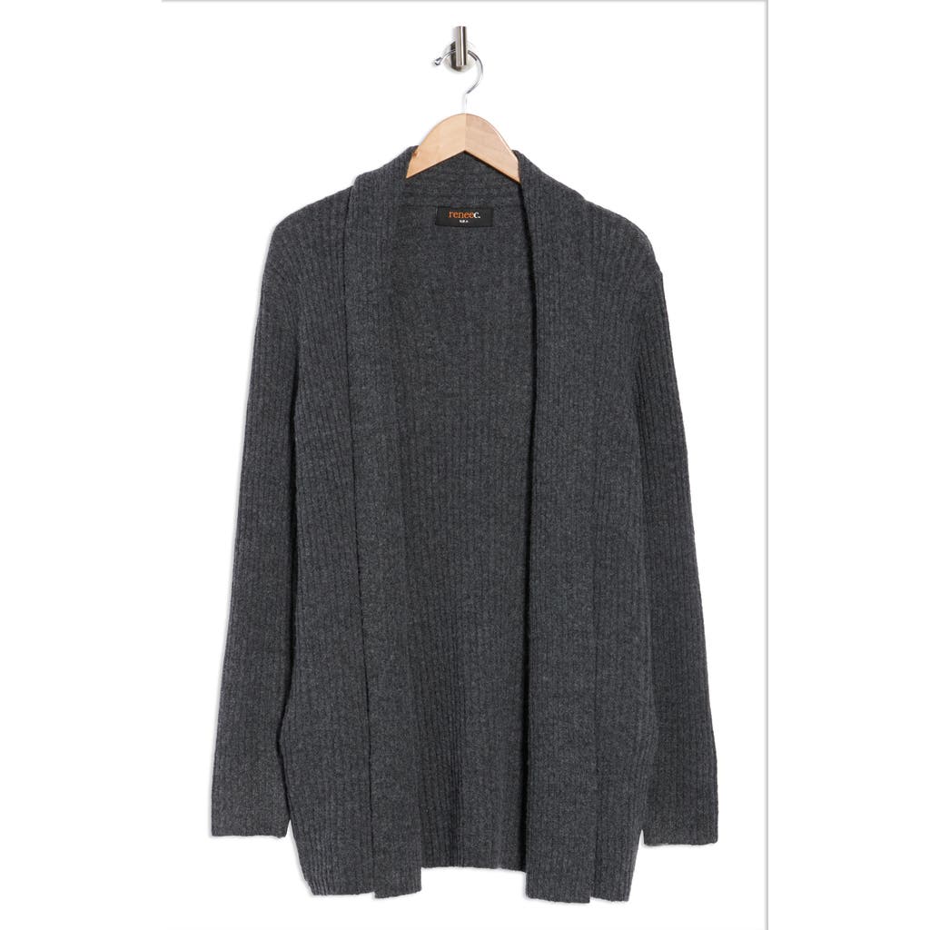 Renee C Rib Knit Sweater Cardigan In Black