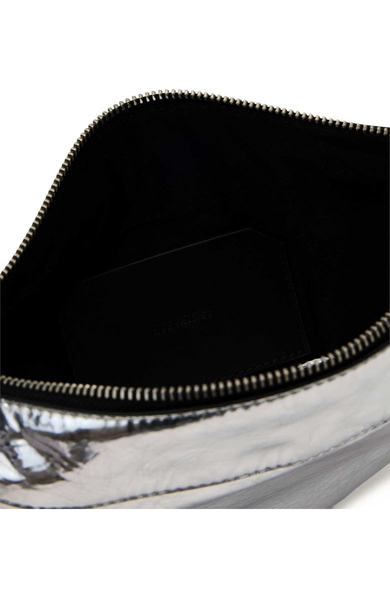 AllSaints Luna Micro Metallic Lambskin Leather Bag, Alternate, color, Foggy Silver