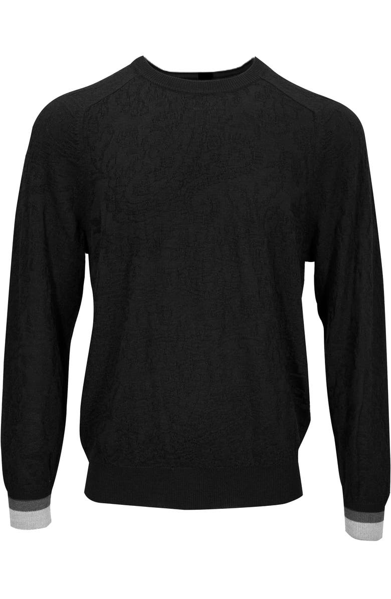 Lords of Harlech Colin Jacquard Merino Wool Paisley Sweater, Main, color, Black