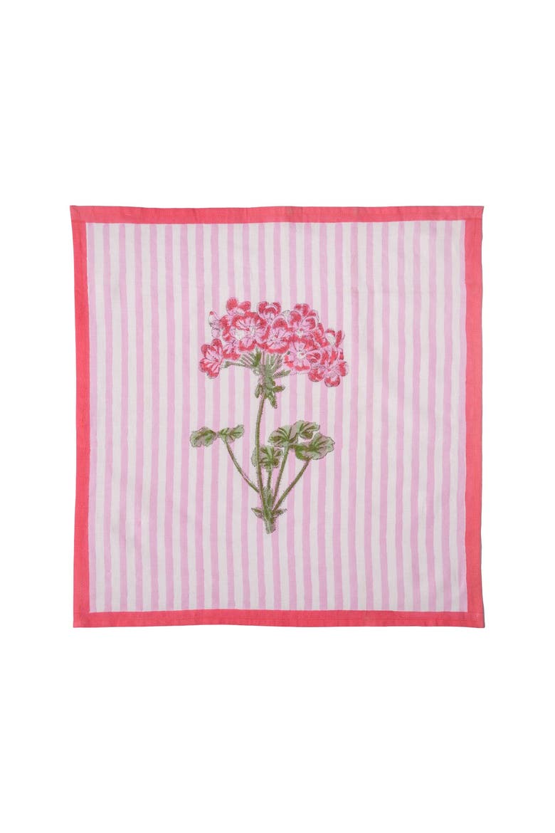 Pink Hydrangea Blockprint Napkins - Set of 4, Main, color, Pink Hydrangea